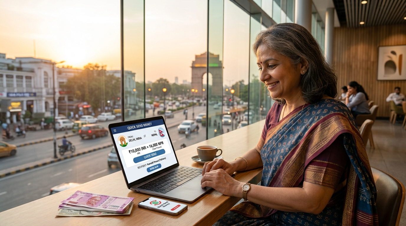 Quick Send Money From Delhi India to Nepal